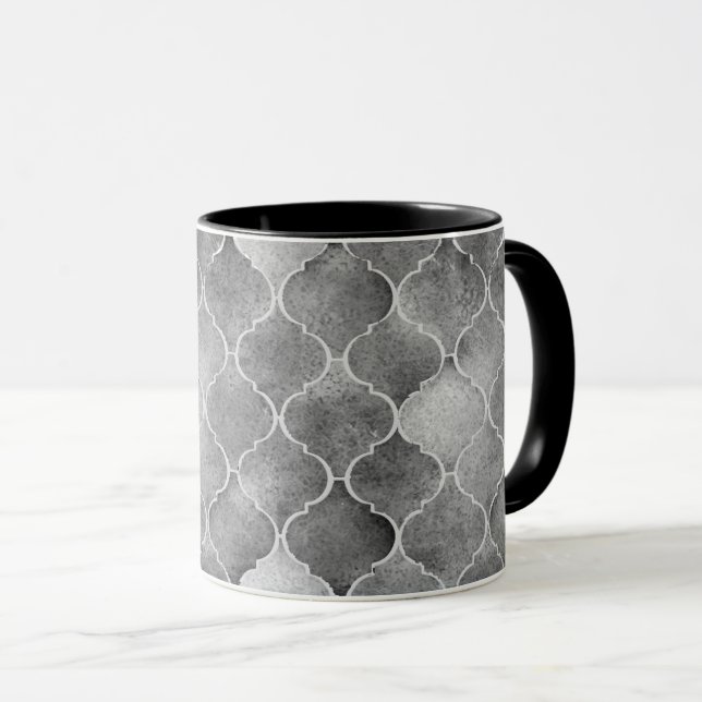 Florentine Tiles in Black & White Mug (Front Right)