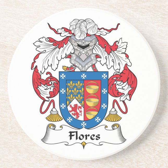 Flores Family Crest Coaster (Front)