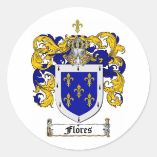FLORES FAMILY CREST -  FLORES COAT OF ARMS CLASSIC ROUND STICKER