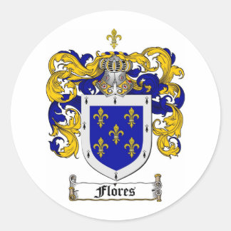 FLORES FAMILY CREST -  FLORES COAT OF ARMS CLASSIC ROUND STICKER
