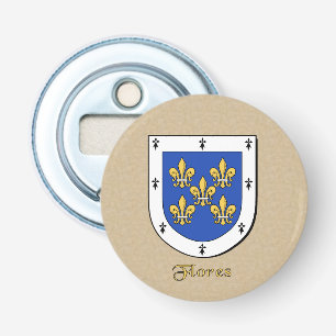 Flores Heraldic Arms on Parchment Style Back Bottle Opener
