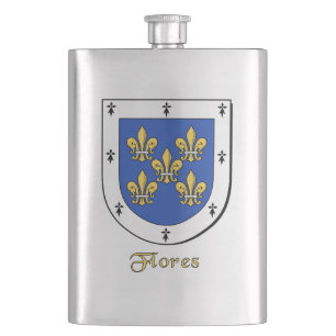 Flores Heraldic Shield Hip Flask