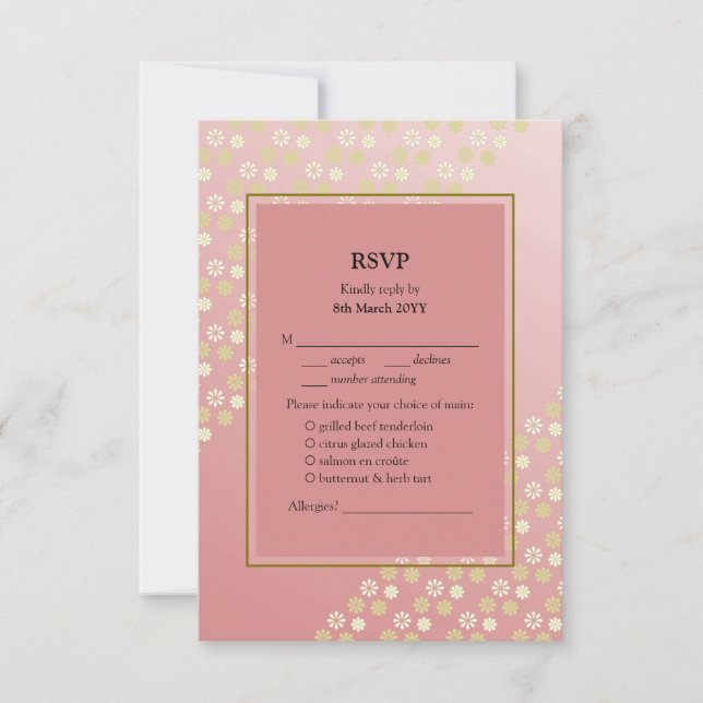 Florescent Dream Wedding RSVP with Menu Options (Front)