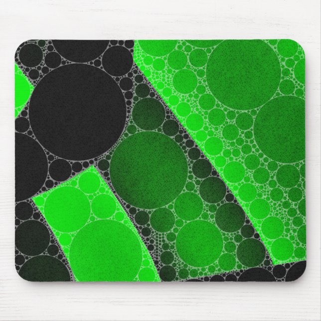 Florescent Green Black Circle Abstract Mouse Mat (Front)