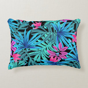 Florescent palm leaves decorative cushion