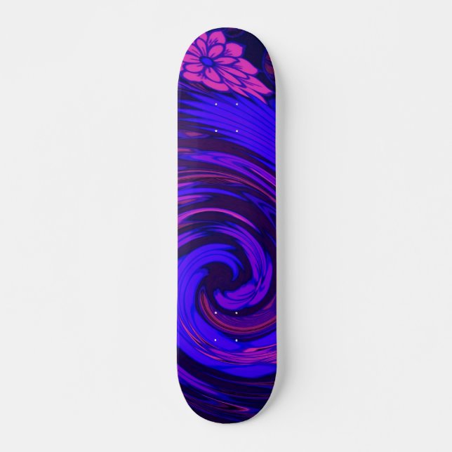 Florescent Pink Floral Surge Skate Board (Front)