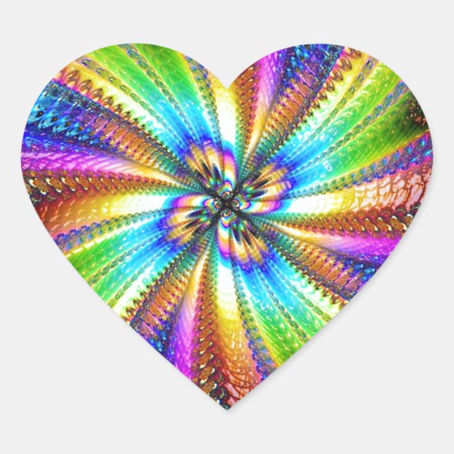 florescent star image heart sticker (Front)