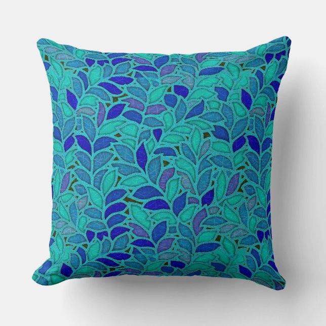 Floresta Greine in Blue and Aqua Cushion (Front)