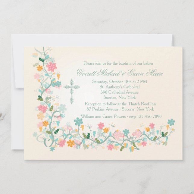 Floret Corner Religious Invitation (Front)