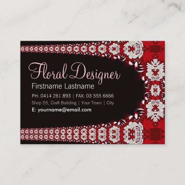 Florettes RedWhite big Business Card (Front)