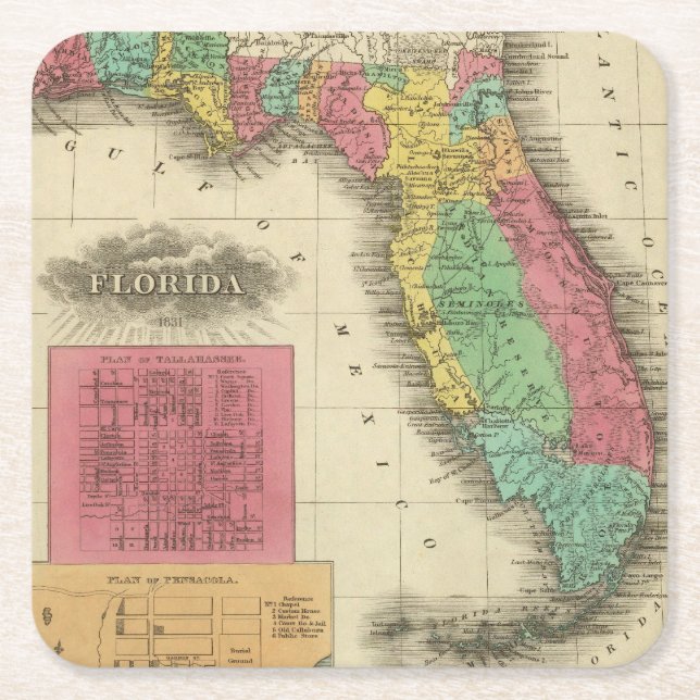 Florida 10 2 square paper coaster (Front)