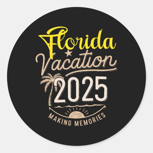 Florida 2025 Family Trip Friends Group Vacation Ma Classic Round Sticker (Front)