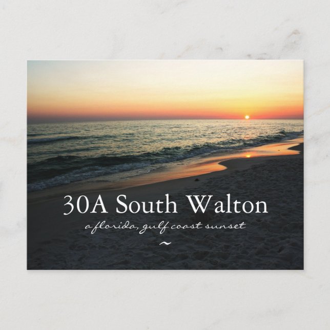 Florida 30A South Walton Gulf Sunset Postcard (Front)