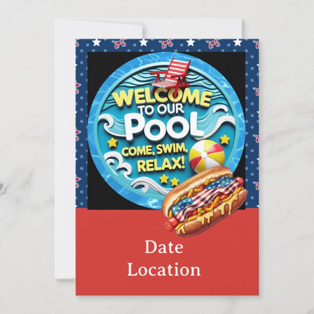 Florida 4th of July Pool Party Invitation (Front)