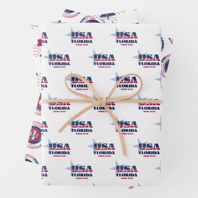 Florida, 50 States, Liberty Bell  Wrapping Paper Sheet (In situ)