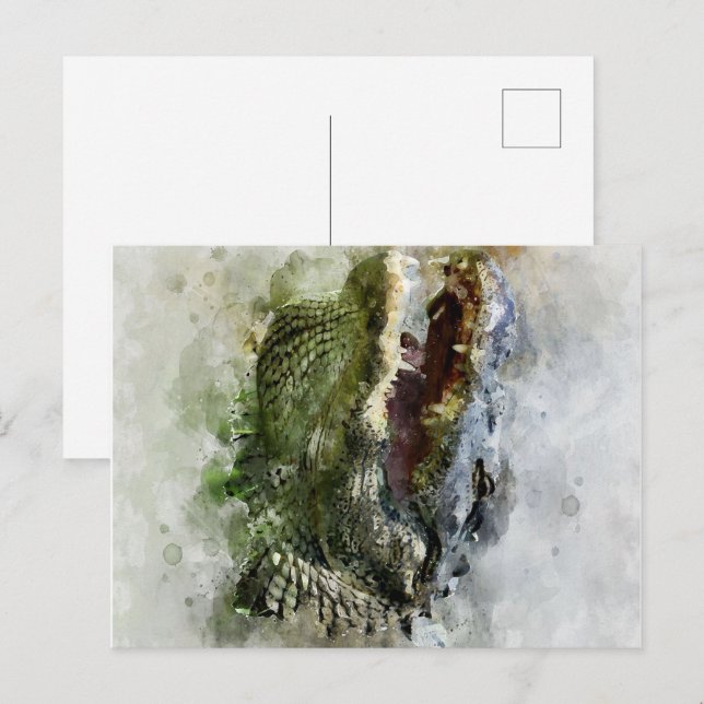 Florida Alligator Painting Holiday Postcard (Front/Back)