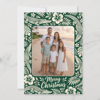 Florida Alligator Tropical Christmas Photo Holiday Card