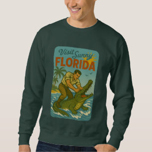 Florida Alligator Wrestling   Funny Retro Coastal Sweatshirt