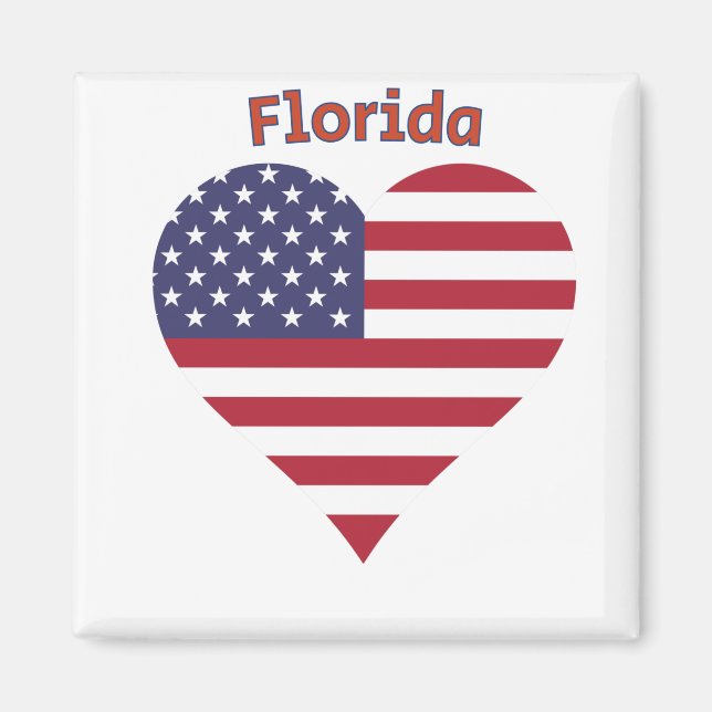 Florida American Flag Heart Magnet (Front)