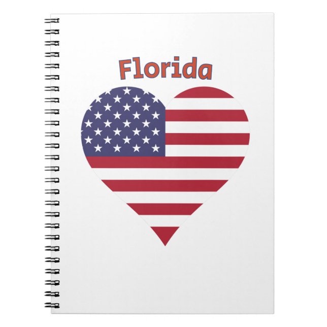 Florida American Flag Heart Notebook (Front)
