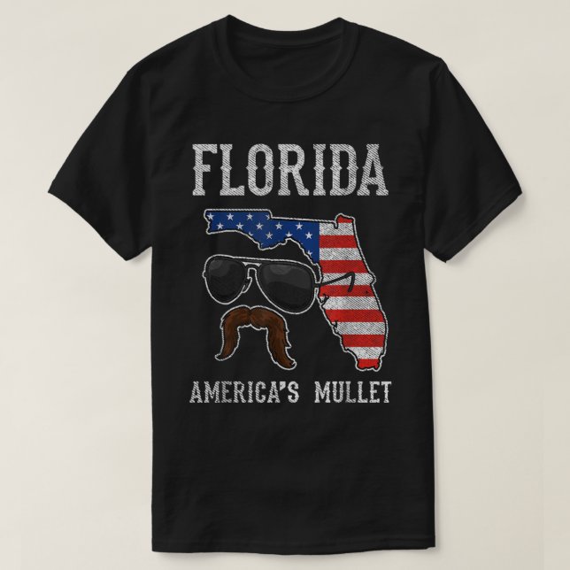 Florida America's Mullet Funny Patriotic American  T-Shirt (Design Front)