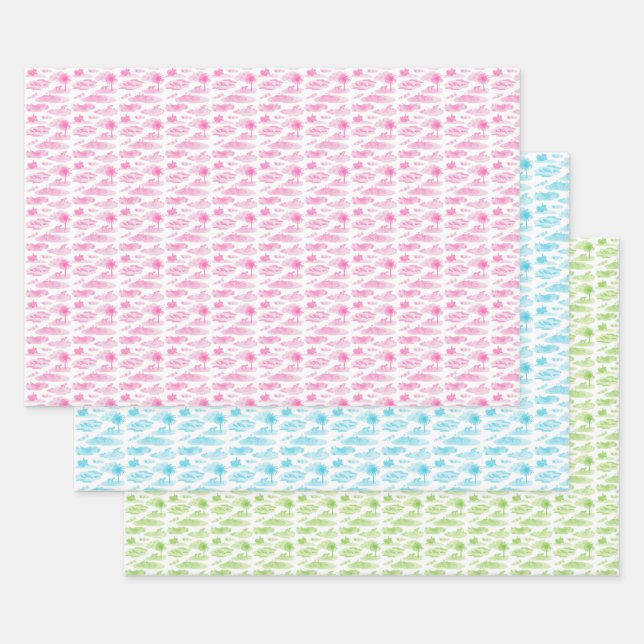 Florida Animal Toile Wrapping Papwer  Wrapping Paper Sheet (Set)