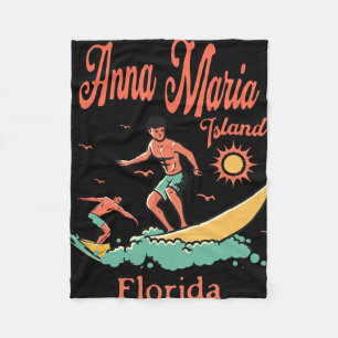 Florida Anna Maria Island Fl Surfer Surfing Fishin Fleece Blanket