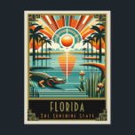 Florida | Art Deco Postcard<br><div class="desc">Immerse yourself in the vibrant energy of the Sunshine State with the "Florida | Art Deco Postcard." This exquisite postcard showcases Florida's allure through the glamourous lens of Art Deco style. The design features a harmonious blend of Florida’s iconic scenery and the distinct, geometric elegance of Art Deco, making it...</div>