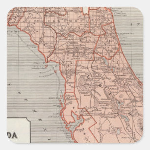 Florida Atlas Map Square Sticker