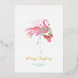 Florida Beach Christmas Watercolor Personalised Foil Holiday Card<br><div class="desc">This Florida beach Christmas card is a cute idea to send to friends and family this season. It features a watercolor pink flamingo with wreath. The word's "Merry Christmas" is set in letter pressed gold foil. Personalise with your wording and your couple's photo, pet photo or family photo. A fun...</div>