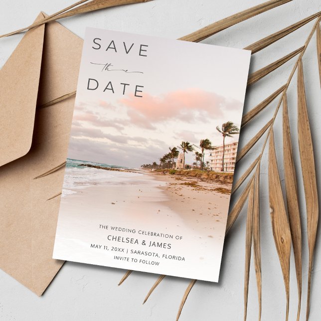 Florida Beach Destination Wedding Photo  Save The Date (Florida Beach Destination Wedding Photo Save The Date)