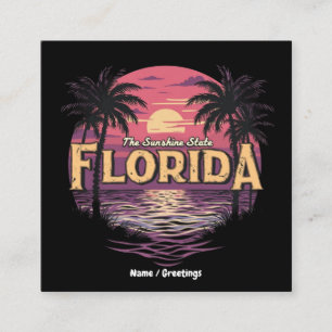Florida Beach During Sunset Overlooking Ocean  Square Business Card