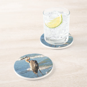 Florida Beach Great Blue Heron Bird Nature Photo Coaster