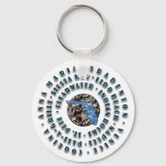 Florida Beach Locations Design Dinner Plate Key Ring