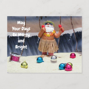 Florida Beach Party Santa -Merry Rockin' Christmas Holiday Postcard