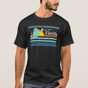 Florida - Beach Retro 70s 80s Sail Sailing Boat Su T-Shirt
