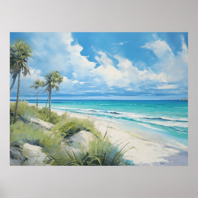 Florida Beach Scene. Crystal clear blue waters. Poster (Front)