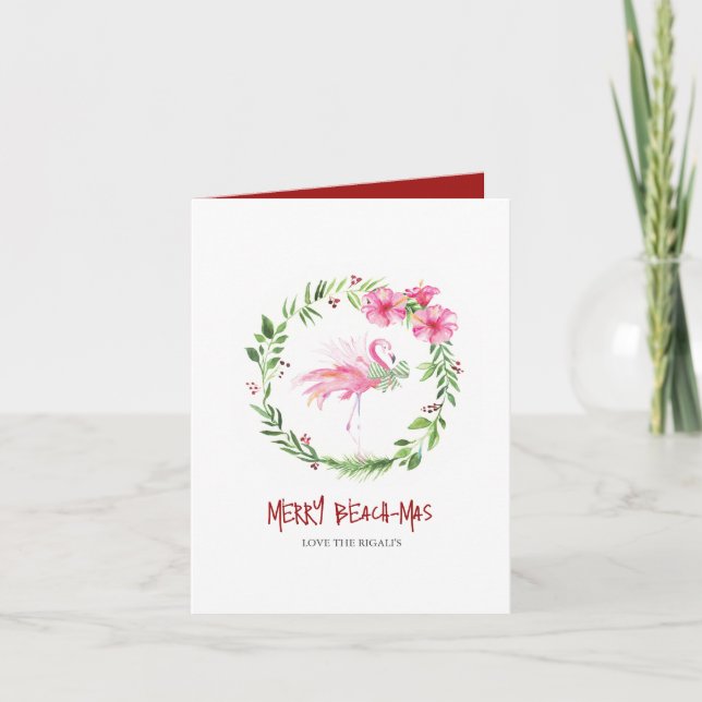 Florida Beach Tropical Flamingo Christmas Holiday (Front)