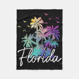 Florida Beach Vintage Miami Tampa Palm Trees Vacat Fleece Blanket