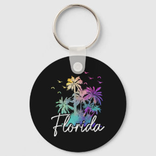 Florida Beach Vintage Miami Tampa Palm Trees Vacat Key Ring