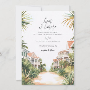 Florida Beach Wedding Invitation Watercolor