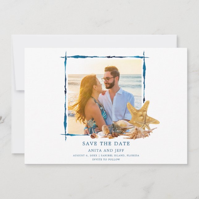 Florida Beach Wedding Photo Save the Date (Front)