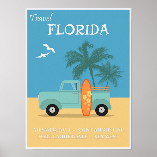 Florida Beaches Vintage Travel Poster (Front)