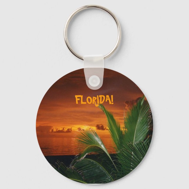 FLORIDA! beautiful Florida sunset, palm tree Key Ring (Front)