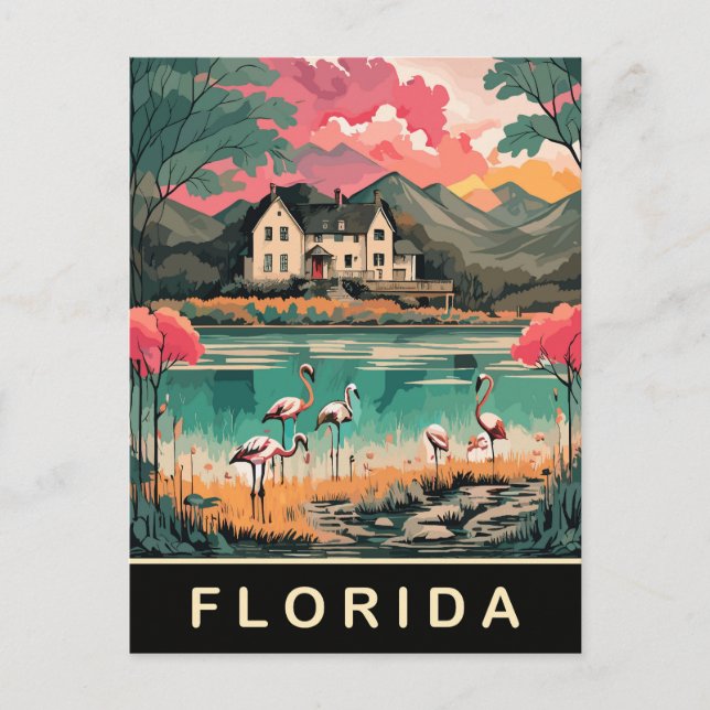 Florida, Birds on the Coast, Watercolor Travel Postcard (Front)