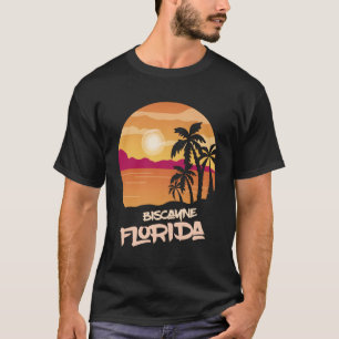 Florida Biscayne Vacation Palm Trees Ocean Surfing T-Shirt
