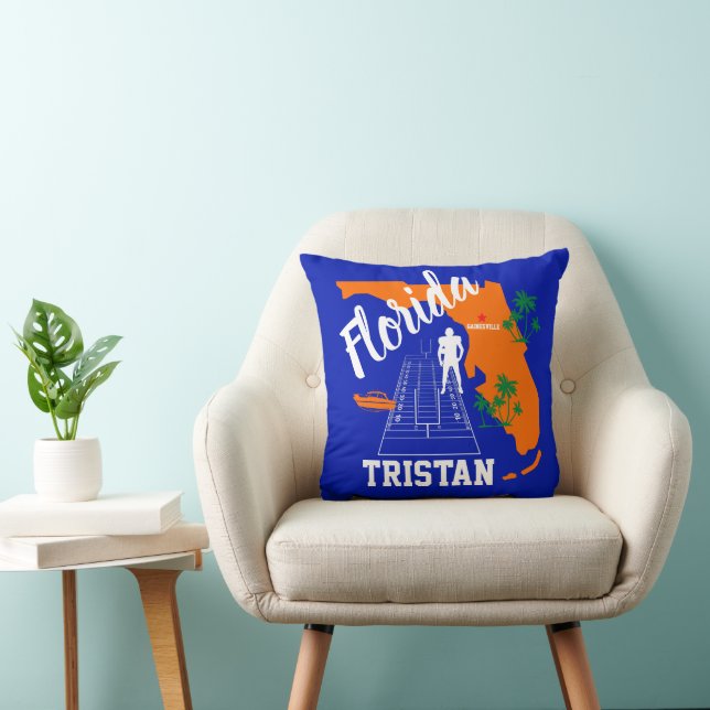 Florida Blue and Orange football Throw Pillow (Chair)