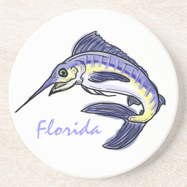 Florida blue marlin drink coasters (Front)