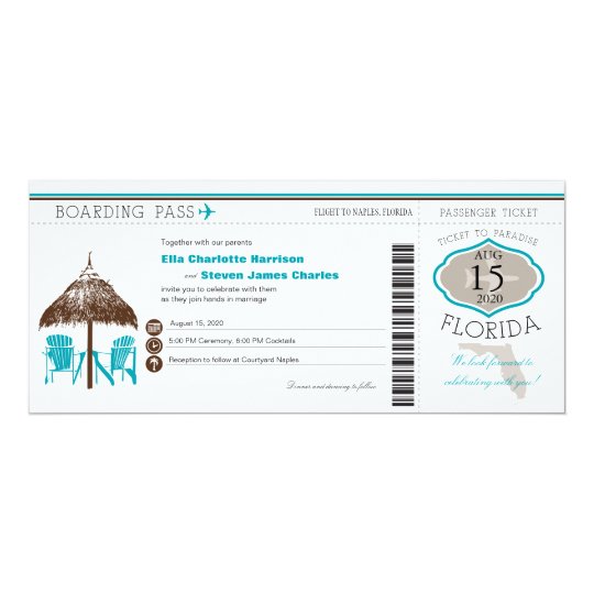 Florida Boarding Pass Wedding Invitation