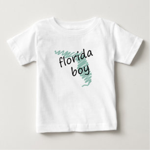 Florida Boy on Child's Florida Map Drawing Baby T-Shirt